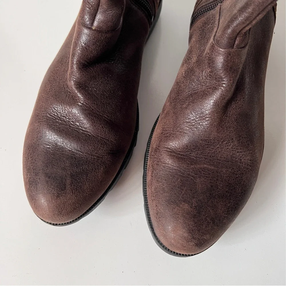 Merrell‎ Vera Peak Knee High Boots Size 9 Brown Leather Tall Zip Gorpcore Chunky